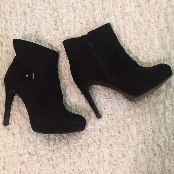 Shoes - Faux Suede Heeled Booties